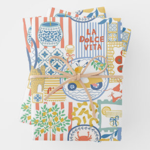 La Dolce Vita Italienischer Sommer Zitronen Medite Geschenkpapier Set