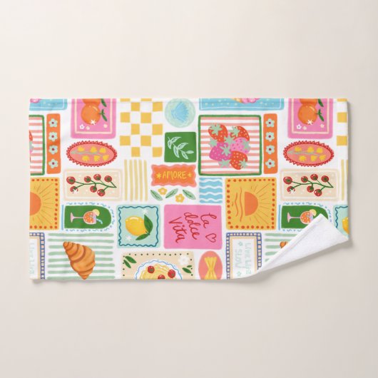 La Dolce Vita Italienisches Französisches Muster F Badhandtuch Set (Handtuch)