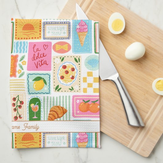 La Dolce Vita Italienisches Französisches Muster F Geschirrtuch (Viertel Falte)