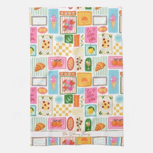 La Dolce Vita Italienisches Französisches Muster F Geschirrtuch (Vertikal)