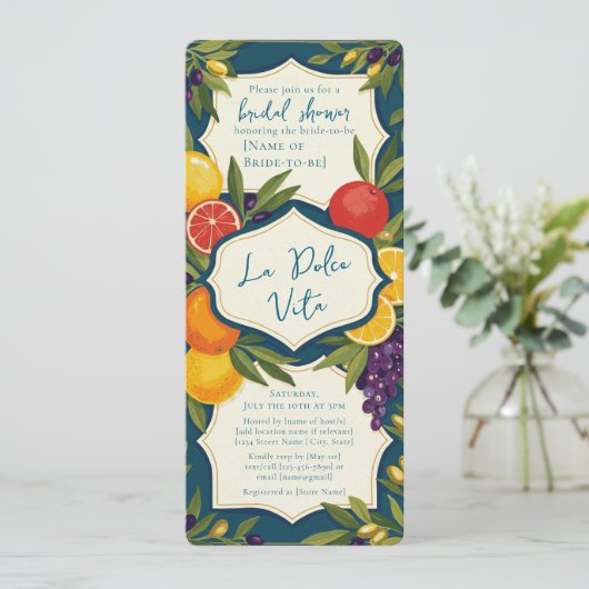 La Dolce Vita Italy Bridal Shower Einladung (Stehend Vorderseite)