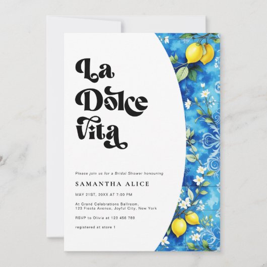 La Dolce Vita Lemon Amalfi Küste Brautparty Einladung (Vorderseite)
