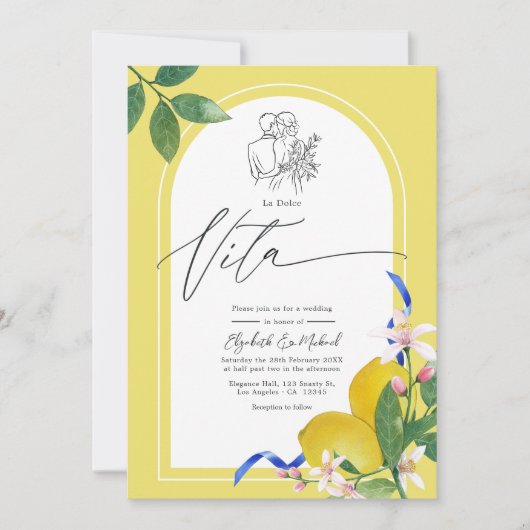 "La Dolce Vita" Lemon and Tile Italian Wedding Einladung (Vorderseite)