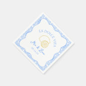 La Dolce Vita Lemon Blue Amalfi Italien Hochzeit Serviette (Ecke)
