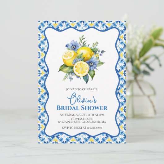 La Dolce Vita Lemon Brautparty Einladung (Stehend Vorderseite)