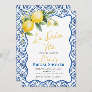 La Dolce Vita Lemon Brautparty mit Blumenstrauß im Einladung