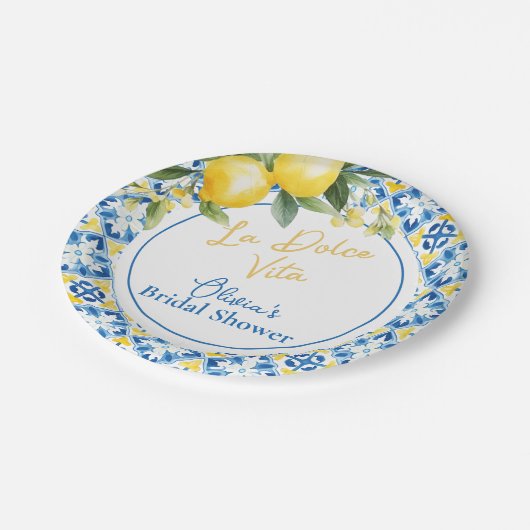 La Dolce Vita Lemon Brautparty Pappteller (Schrägansicht)