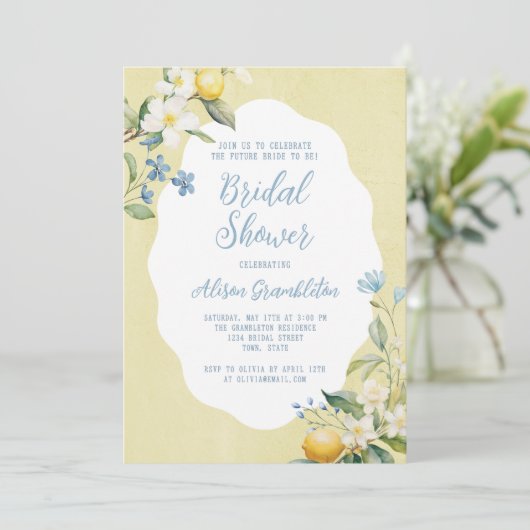 La Dolce Vita Lemon Bridal Shower Invitation Einladung (Stehend Vorderseite)