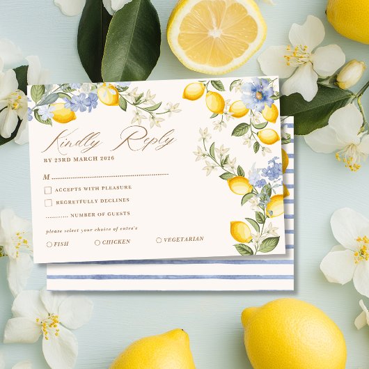 La Dolce Vita Lemon Citrus Mediterranean Wedding RSVP Karte