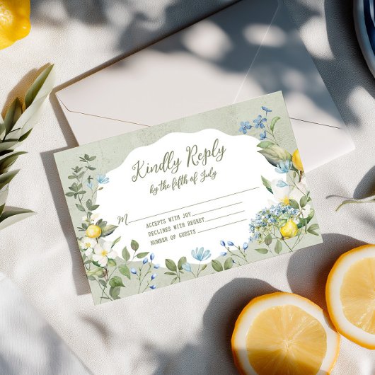 La Dolce Vita Lemon Floral Response Card RSVP Karte