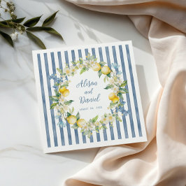 La Dolce Vita Lemon Floral Wedding Paper Napkin Serviette