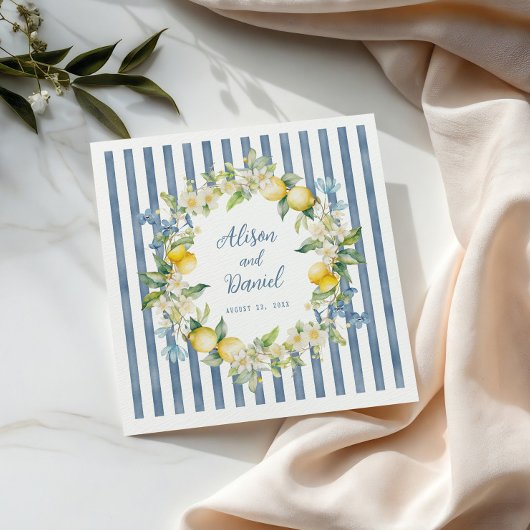 La Dolce Vita Lemon Floral Wedding Paper Napkin Serviette