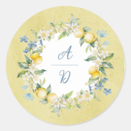 La Dolce Vita Lemon Floral Wreath Wedding Sticker