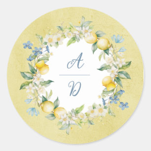 La Dolce Vita Lemon Floral Wreath Wedding Sticker