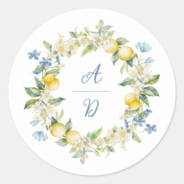 La Dolce Vita Lemon Floral Wreath Wedding Sticker