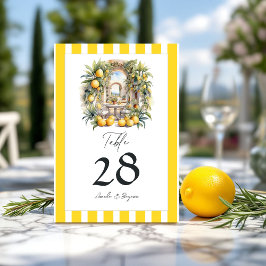 "La Dolce Vita" Lemon Grove Italienische Hochzeit Tischnummer
