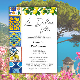 La Dolce Vita Lemon Italienisches Tiles Brautparty Einladung