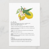 La Dolce Vita Lemon & Olive Mediterrane Hochzeit Menükarte (Rückseite)