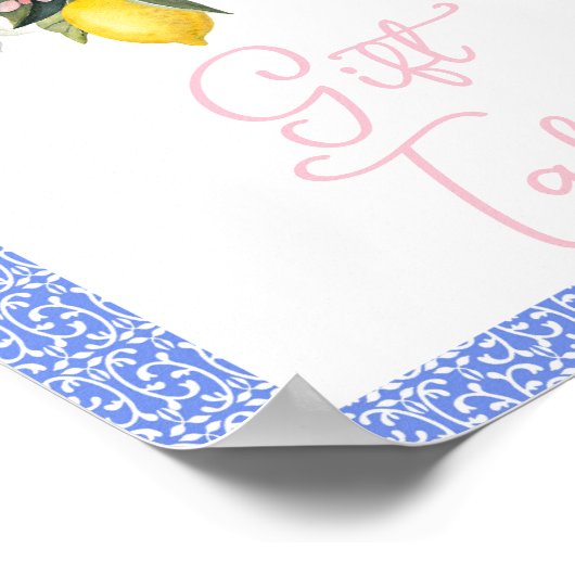 La Dolce Vita Lemon Pink Bow Babydusche Geschenke Poster (Ecke)