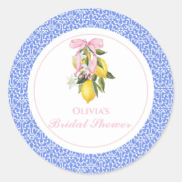 La Dolce Vita Lemon Pink Bow Brautparty Runder Aufkleber