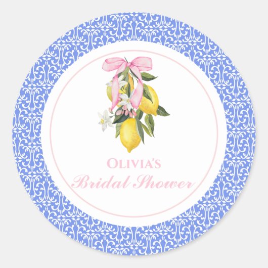 La Dolce Vita Lemon Pink Bow Brautparty Runder Aufkleber (Vorderseite)