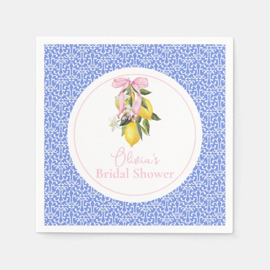 La Dolce Vita Lemon Pink Bow Brautparty Serviette (Vorderseite)