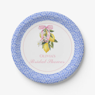 La Dolce Vita Lemon Pink Schleife Brautparty Pappteller