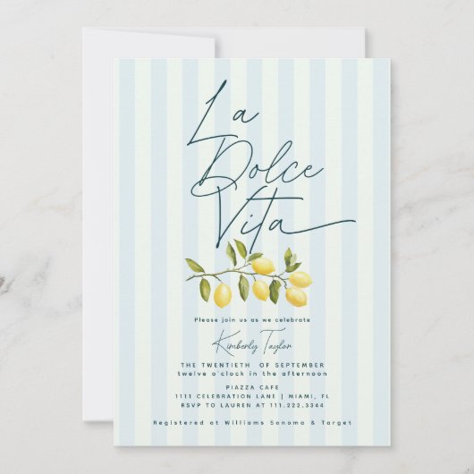 La Dolce Vita Lemons italienisches Brautparty Einladung (Vorderseite)