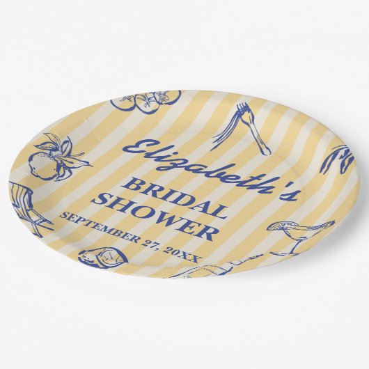 La Dolce Vita Lemons italienisches Brautparty Pappteller (Schrägansicht)