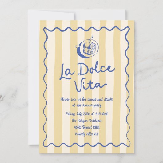 La Dolce Vita Lemons Italienisches Sommer-Party Einladung (Vorderseite)