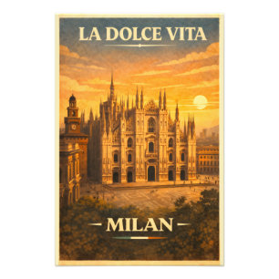 La Dolce Vita - Mailand Vintage-Reiseposter Fotodruck