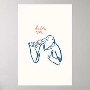 La Dolce Vita Man Sniffing Weinglas Print Italia Poster