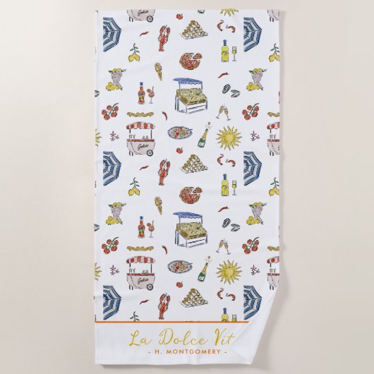 La Dolce Vita Meditera Italienisch | Monogramm Strandtuch (Vorderseite)