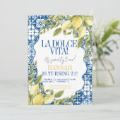 La Dolce Vita Meditera Italienischer Lemon Geburts Einladung (Stehend Vorderseite)