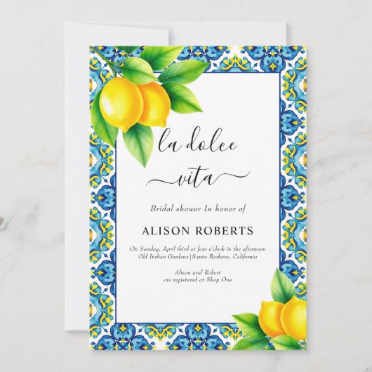 La Dolce Vita Mediterrane Fliesen Brautparty Einladung (Vorderseite)