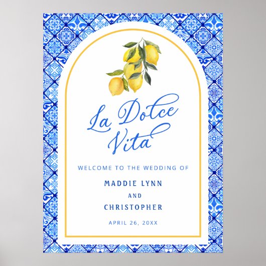 La Dolce Vita Mediterranean Wedding Welcome Poster (Vorne)