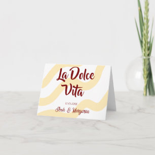 La Dolce Vita Pfirsich-Hochzeitspaar Name Mauve Dankeskarte