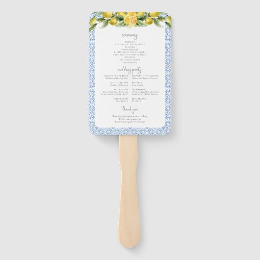 La Dolce Vita - Programm für Hochzeiten im Mittelm Fächer (Rückseite)