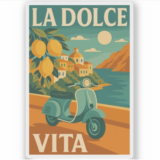 La Dolce Vita – Retro Italian Coast Travel Aufkleber (Vorderseite)