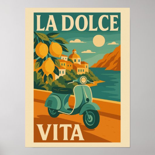 La Dolce Vita – Retro Italian Coast Travel Poster (Vorne)