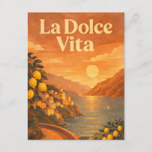 La Dolce Vita – Retro Italien Küsten Reiseplakat Feiertagspostkarte