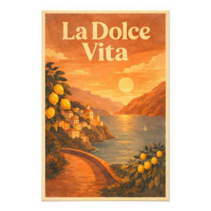 La Dolce Vita – Retro Italien Küsten Reiseplakat Fotodruck