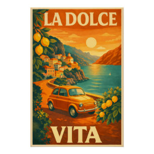 La Dolce Vita – Retro Italien Küsten Reiseplakat Poster