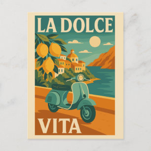La Dolce Vita - Retro Italienische Küstenreise Feiertagspostkarte