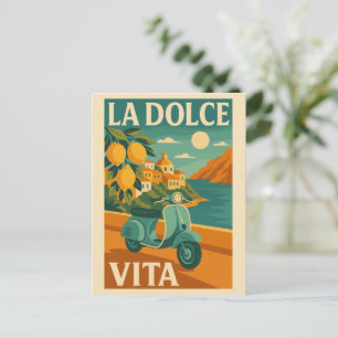 La Dolce Vita - Retro Italienische Küstenreise Postkarte