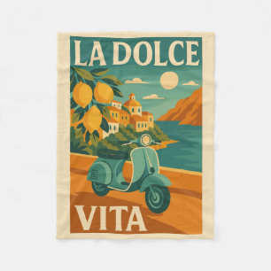 La Dolce Vita - Retro Italienisches Reiseplakat Fleecedecke