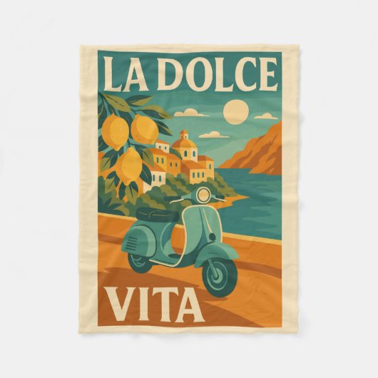 La Dolce Vita - Retro Italienisches Reiseplakat Fleecedecke (Vorderseite)