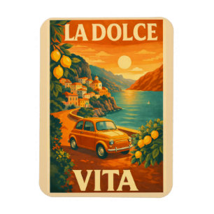 La Dolce Vita – Retro-Reiseplakat Italienische Küs Magnet