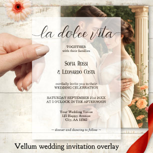 La Dolce Vita Script Elegante Hochzeit in Italien Pergament Einladungen