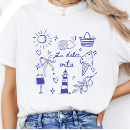 La Dolce Vita Shirt Blue Coquette Italian Summer